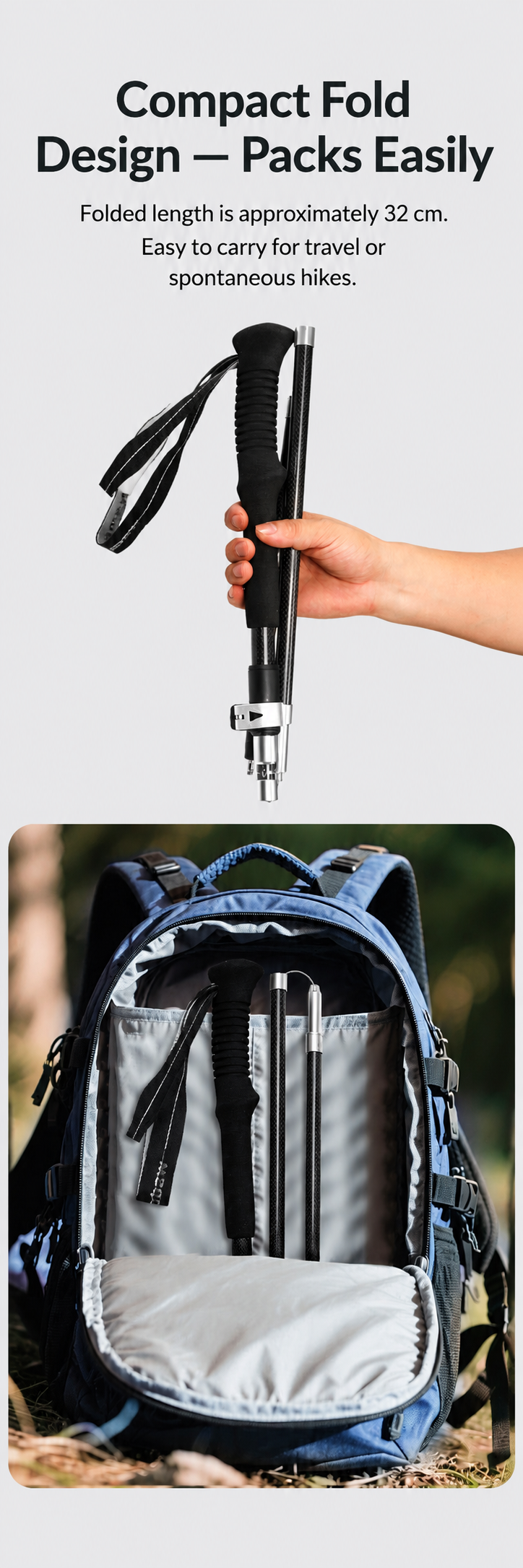 Wildmeet CarbonFold™ 3K Carbon Fiber Folding Trekking Poles – Pair