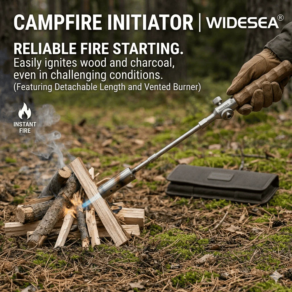 Wildmeet FirePro Extendable Fire Starter – Portable Stainless Steel Camping Igniter for Outdoor Adventure