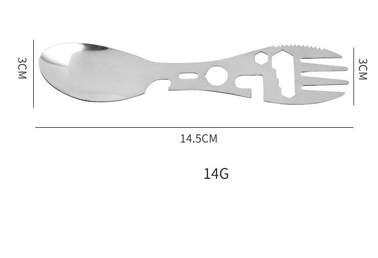 Wildmeet MultiTool Camp Spoon – 6-in-1 Outdoor Survival Utensil with Fork Knife Opener & Wrench
