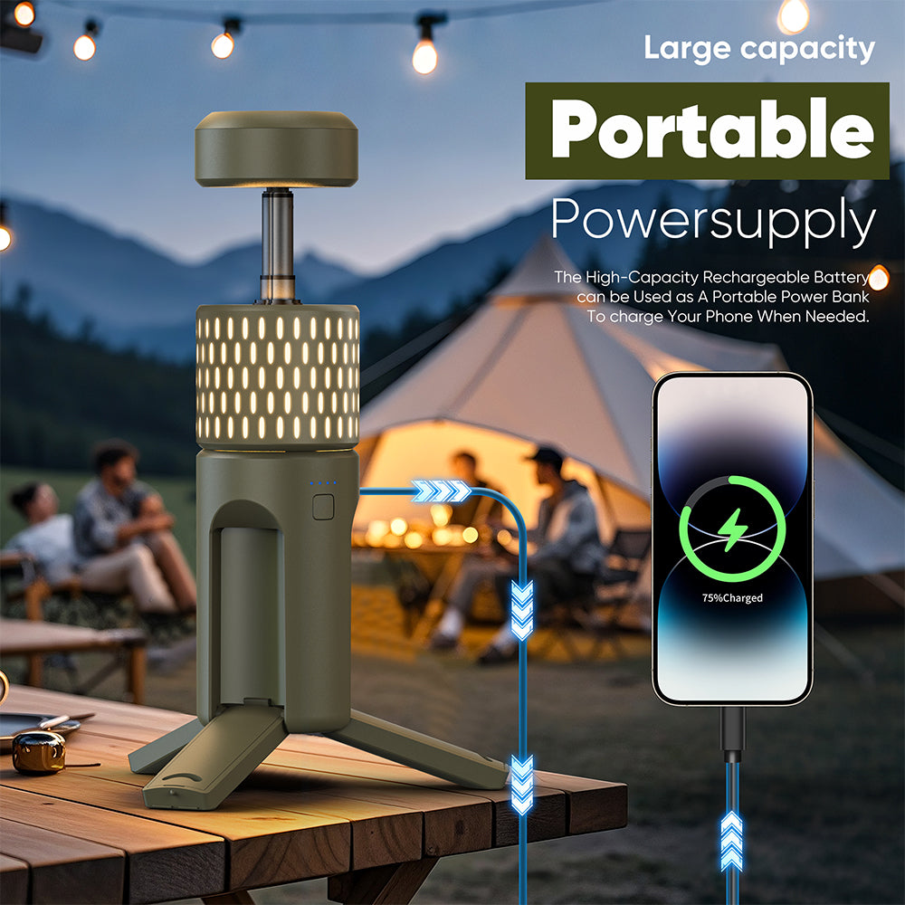 Wildmeet TrailBeam Telescopic LED Camping Lantern – 600LM Rechargeable Light with Foldable Tripod