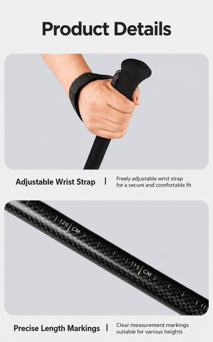 Wildmeet CarbonFold™ 3K Carbon Fiber Folding Trekking Poles – Pair