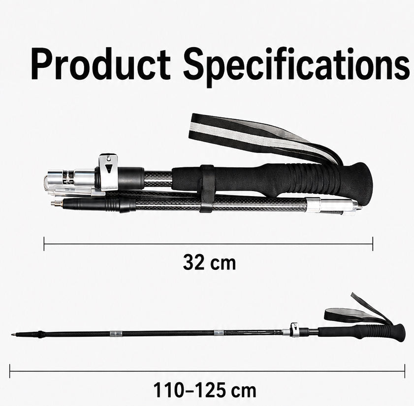Wildmeet CarbonFold™ 3K Carbon Fiber Folding Trekking Poles – Pair