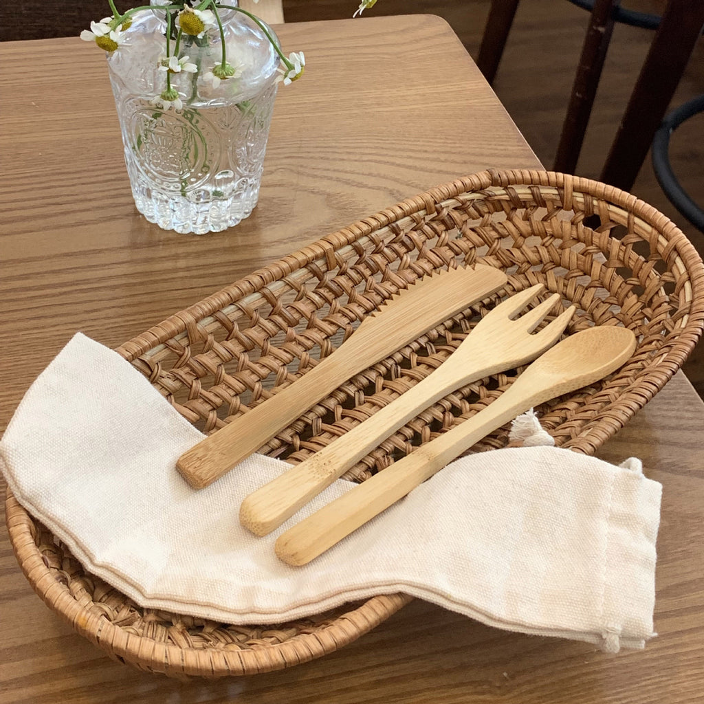 Wildmeet Bamboo Camp Utensil Set – Lightweight Portable Spoon Fork Knife for Outdoor Dining