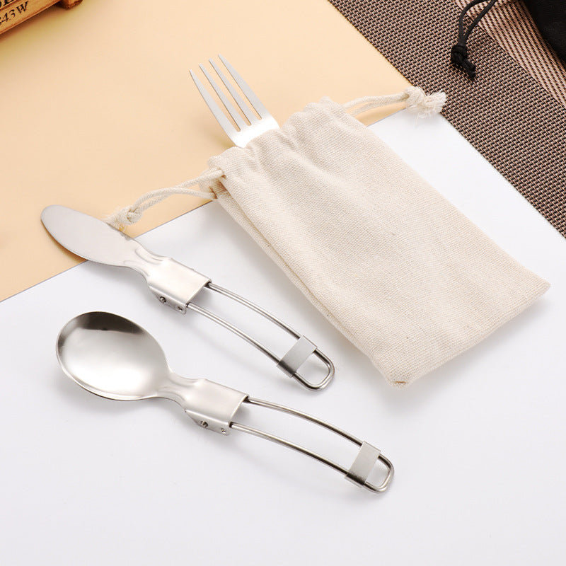 Wildmeet FoldMate Stainless Steel Camping Utensil Set – Portable Folding Spoon Fork Knife